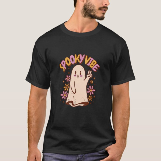 Spooky Vibe Ghost T Shirt (Framsida)