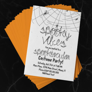 Spooky Vibes Abstrakt Spiders Halloween fest Inbjudningar