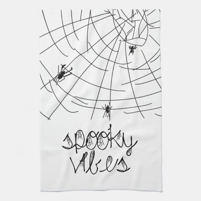 Spooky Vibes Abstrakt Spiders Kökshandduk (Vertikal)
