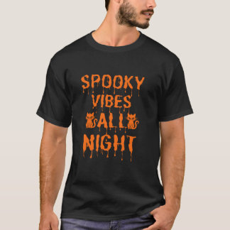Spooky Vibes All Natt Halloween Funny Cat T Shirt