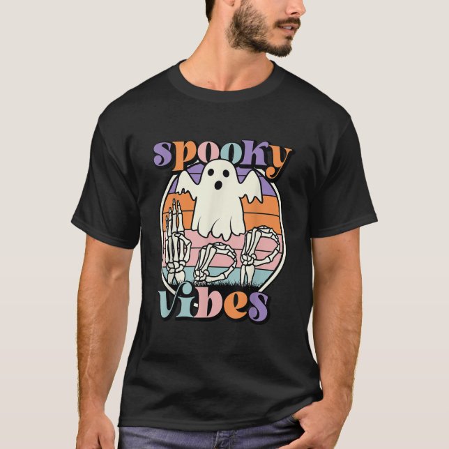 Spooky Vibes ASL Händer American Sign Language BOO T Shirt (Framsida)