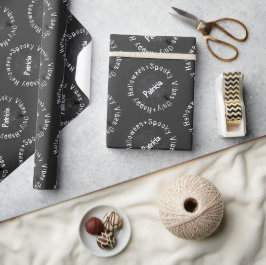 Spooky Vibes Black White Happy halloween Mönster Presentpapper