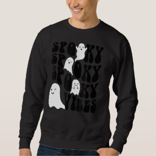 Spooky Vibes Boo Halloween Cute Ghost Boo Lång Ärmad Tröja