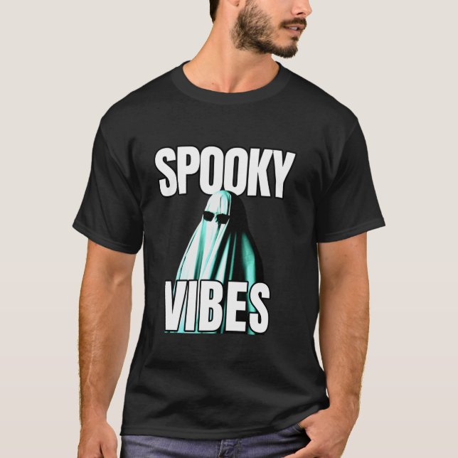 Spooky Vibes Cute Ghost i Sunglasses Funny Hallow T Shirt (Framsida)