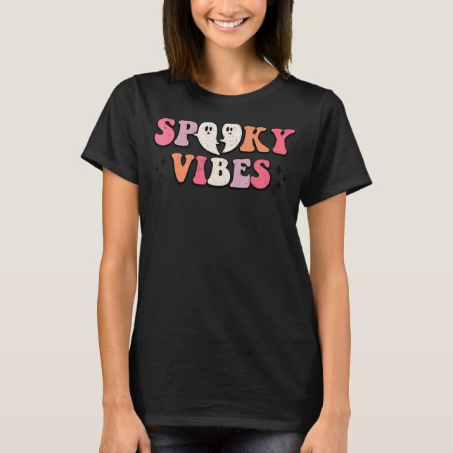 Spooky Vibes Cute Halloween Hett Ghoul Ghost Vibes T Shirt (Framsida)