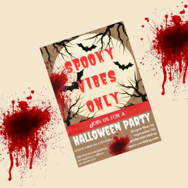 Spooky Vibes Endast Halloween Fladdermus och Blood Inbjudningar