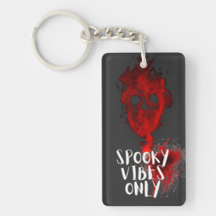 Spooky Vibes Endast Red Smoke Skull Halloween Nyckelring