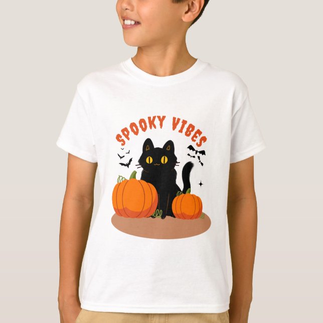 Spooky Vibes för konstiga Halloween Kids T Shirt (Framsida)