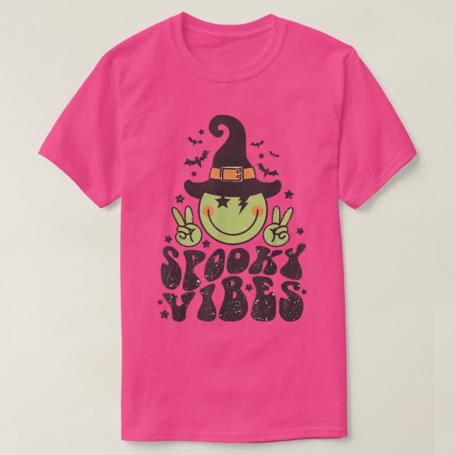 Spooky Vibes Funny Witch Groovy Halloween Trick el T Shirt (Design framsida)
