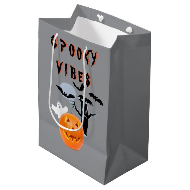 Spooky Vibes Ghost Pumpkin Halloween Design Design (Framsidan Vinklad)