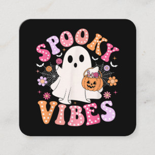 Spooky Vibes Ghost Retro Groovy Halloween Fyrkantigt Visitkort