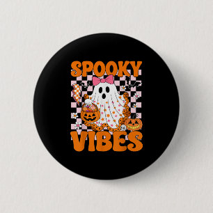 Spooky Vibes Ghost Retro Groovy Halloween Women Gi Knapp