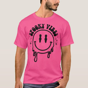 Spooky Vibes Groovy Scary Lycklig Ansikte Hallowee T Shirt