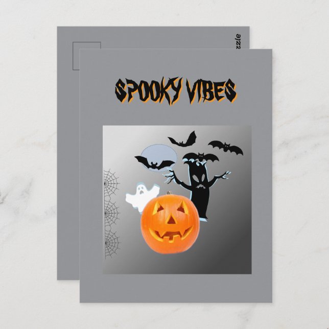 Spooky Vibes Halloween Bash Design Vykort (Fram/baksida)