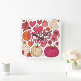 Spooky Vibes - Halloween Fyrkantig Klocka