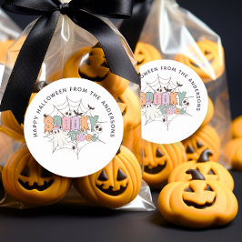 Spooky Vibes Halloween Groovy Treat Bag Sticker Runt Klistermärke