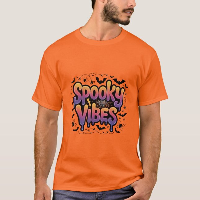 Spooky Vibes Halloween Manar-Shirt T Shirt (Framsida)