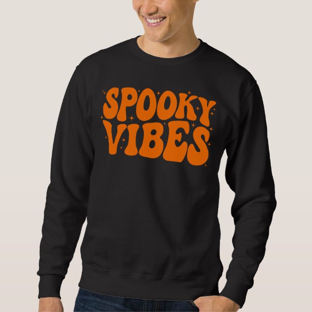 Spooky Vibes, Halloween Manarna Lång Ärmad Tröja (Framsida)