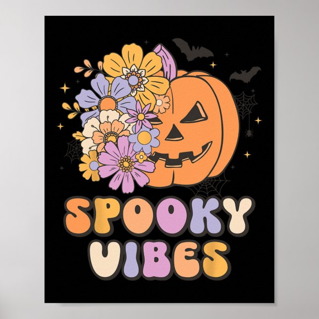 Spooky Vibes Halloween Pumpkin Costume Retro Groov Poster (Framsidan)