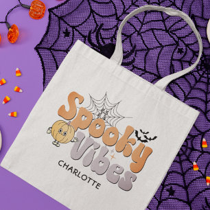 Spooky Vibes Halloween Pumpkin Fladdermus Personli Tygkasse