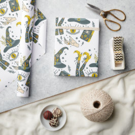 Spooky vibes Halloween-symboler mönster Presentpapper