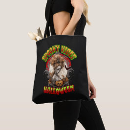 Spooky Vibes Halloween Tote Bag, Halloween Tygkasse