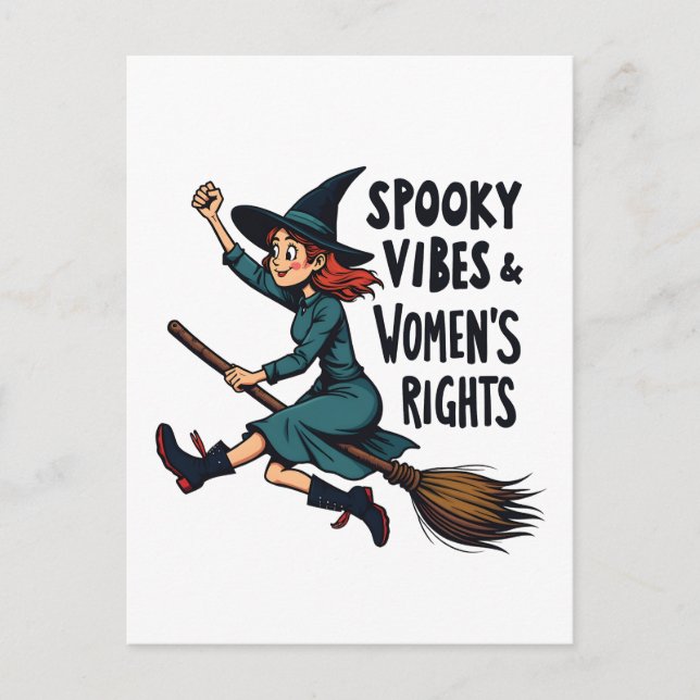 Spooky Vibes Kvinnors Höger Halloween Witch Helg Vykort (Framsida)