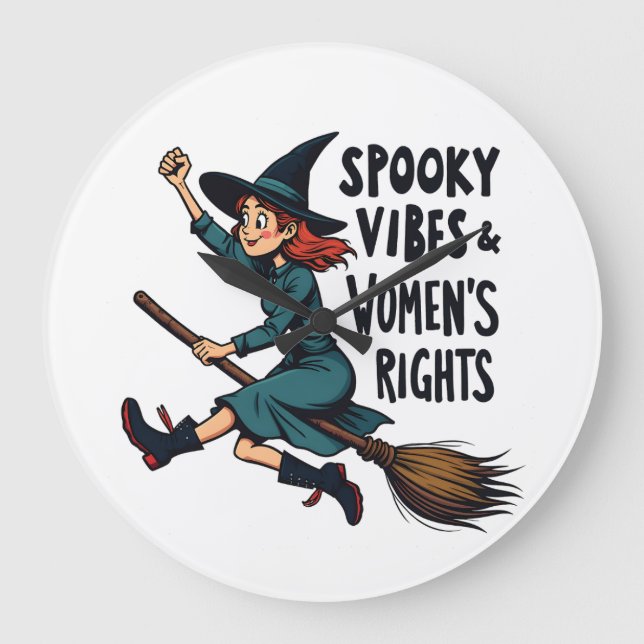 Spooky Vibes Kvinnors Höger Halloween Witch Stor Klocka (Framsida)