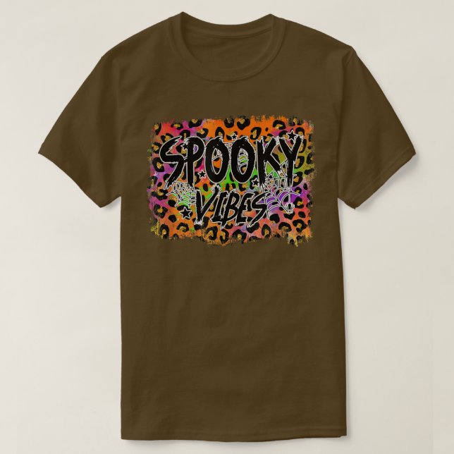 Spooky Vibes Leopard HalloweenSpooky Tie Dye Autum T Shirt (Design framsida)