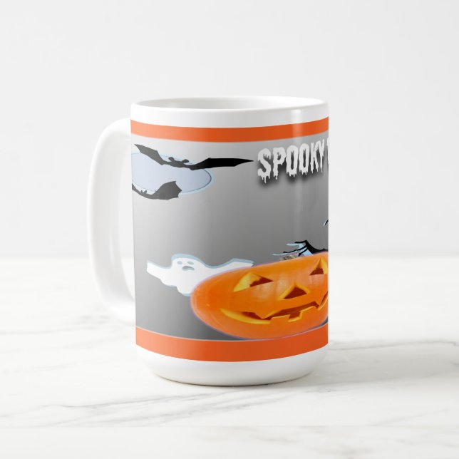 Spooky Vibes med Orange Gräns Kaffemugg (Framsida vänster)