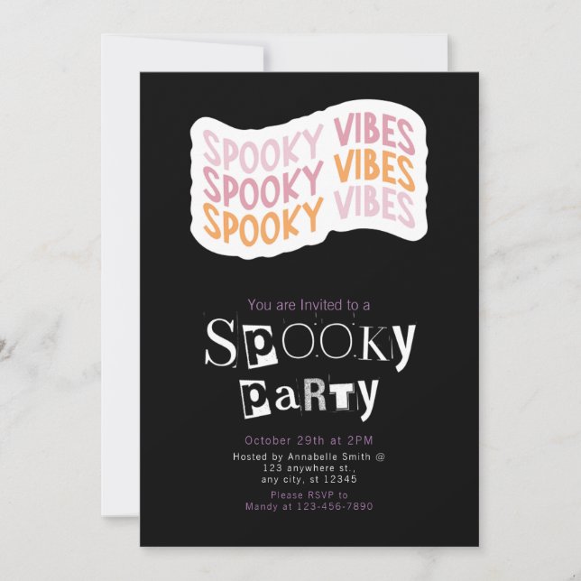 Spooky Vibes Modern Minimalist Halloween Inbjudningar (Framsida)
