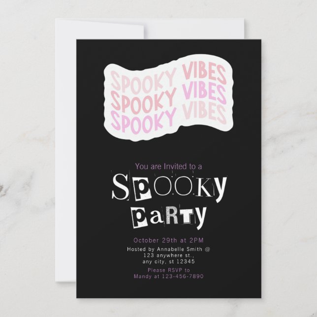 Spooky Vibes Modern Minimalist Halloween Inbjudningar (Framsida)
