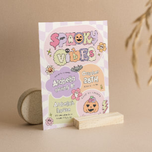Spooky Vibes Preppy Halloween Birthday-inbjudan Inbjudningar