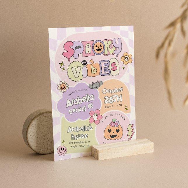Spooky Vibes Preppy Halloween Birthday-inbjudan Inbjudningar (Skapare uppladdad)
