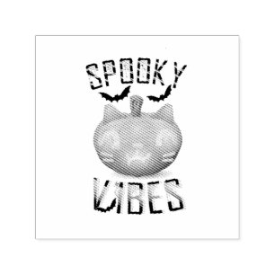 Spooky Vibes Pumpkin Fladdermus Spider Horror Hall Självfärgande Stämpel