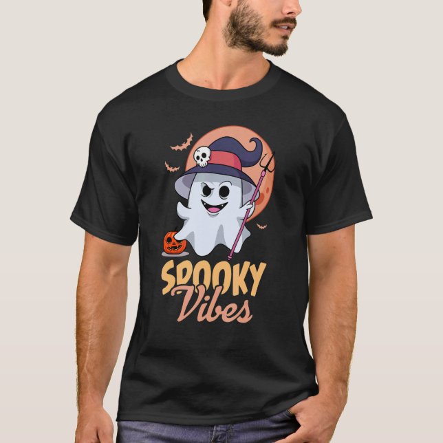 Spooky Vibes Retro 60s Halloween Costume Essential T Shirt (Framsida)