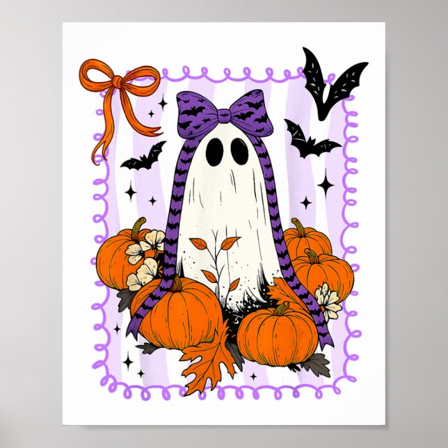 Spooky Vibes Retro Ghost Coquette Bow Halloween Wo Poster (Framsidan)