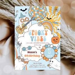 Spooky Vibes Retro Halloween fest Boy Birthday Inbjudningar