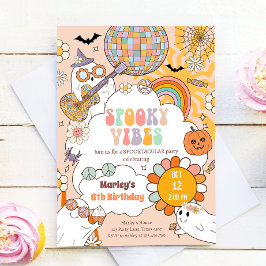 Spooky Vibes Retro Halloween fest Girl Birthday Inbjudningar