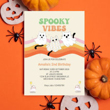 Spooky Vibes Retro Halloween Ghost Birthday