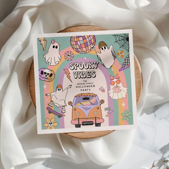 Spooky Vibes Retro Roligt Halloween fest Pappersservett (Skapare uppladdad)