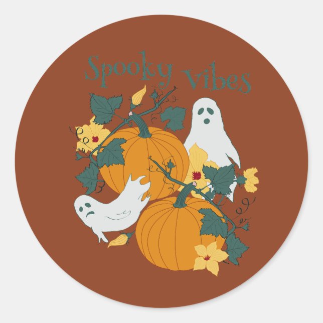 Spooky Vibes Runt Klistermärke (Framsida)