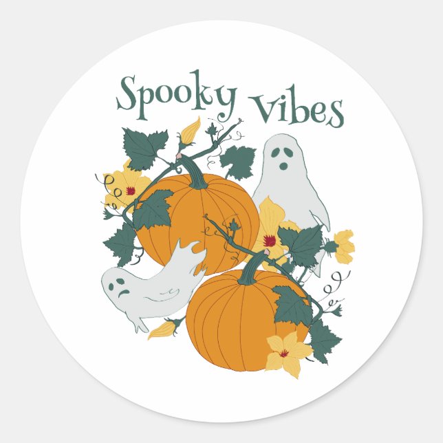 Spooky Vibes Runt Klistermärke (Framsida)