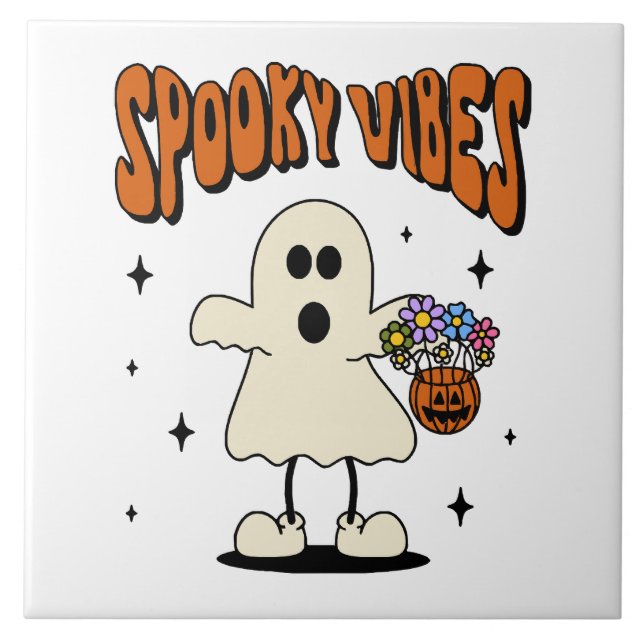 Spooky vibes spöke kakelplatta (Framsidan)