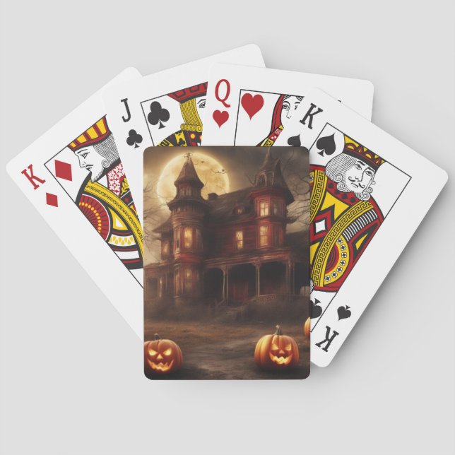 Spooky Victorian Mansion Halloween Design Casinokort (Baksidan)