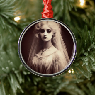 Spooky Victorian Woman Horror Gothic Jul Julgransprydnad Metall