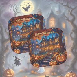 Spooky villa i skogen, pumpor, Halloween