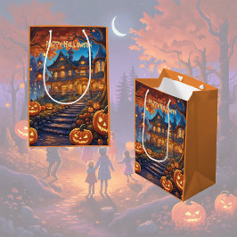Spooky villa i skogen, pumpor, Halloween