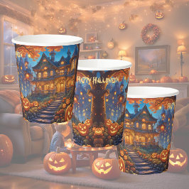Spooky villa i skogen, pumpor, Halloween