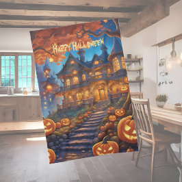 Spooky villa i skogen, pumpor, Halloween Kökshandduk